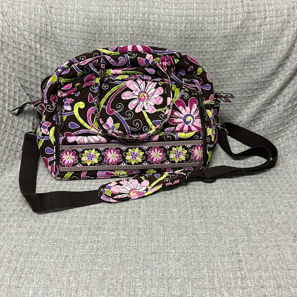 Vera Bradley, purple punch, laptop, messenger, bag.